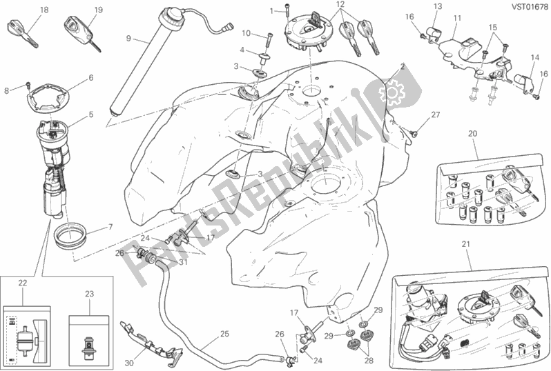 All parts for the Fuel Tank of the Ducati Multistrada 1200 Enduro Touring Brasil 2019